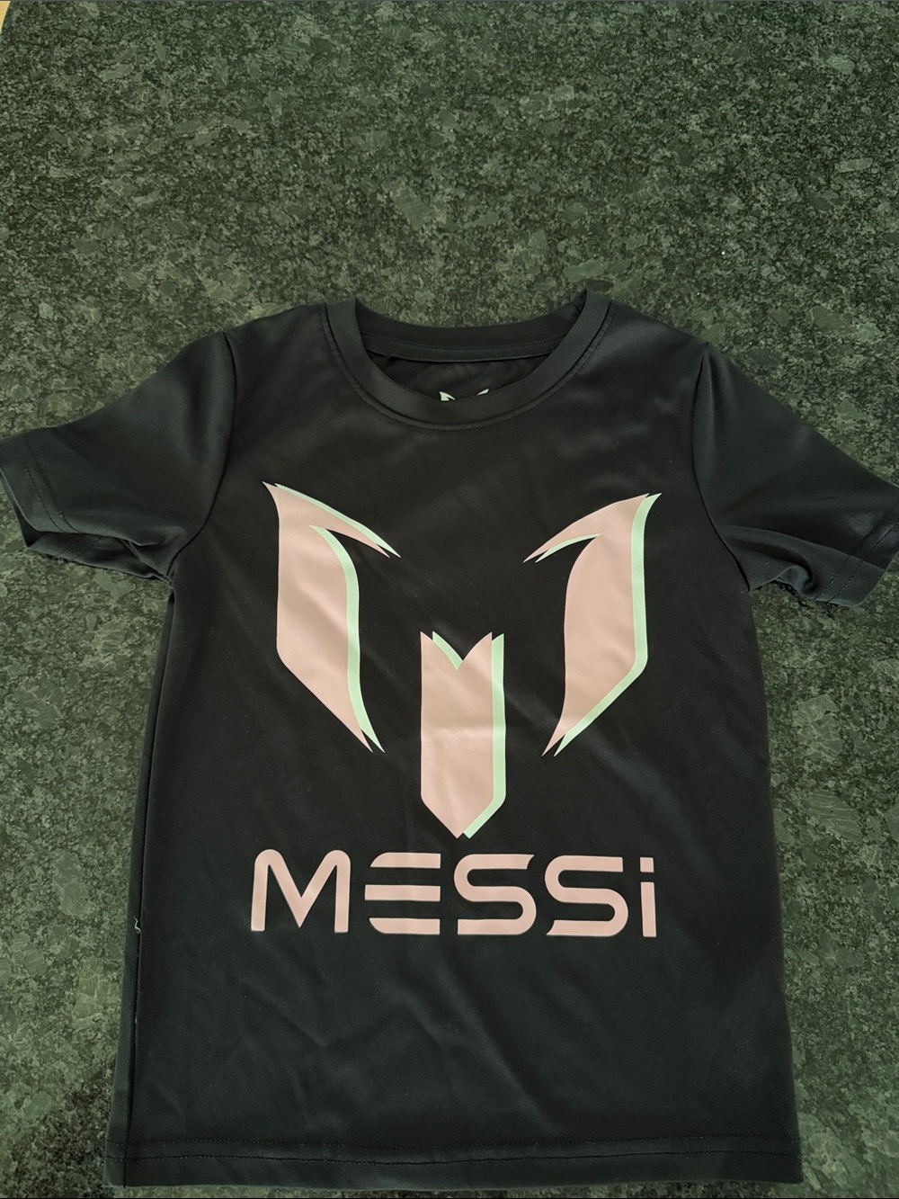 Messi Kids' Black Soccer Jersey with Pink Logo